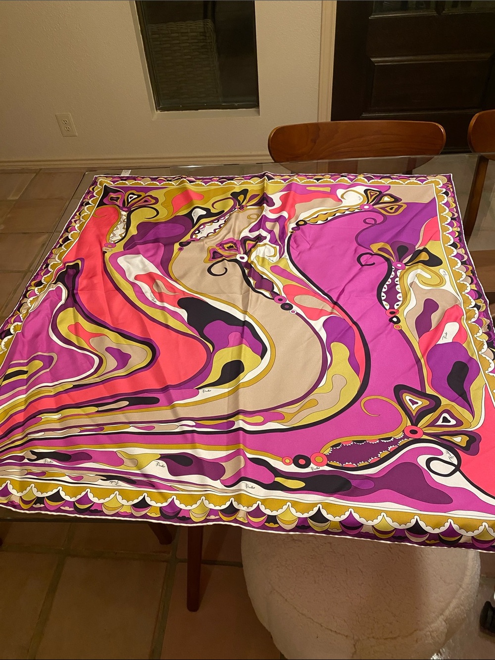 Emilio Pucci Silk Scarf in Pink and Purple